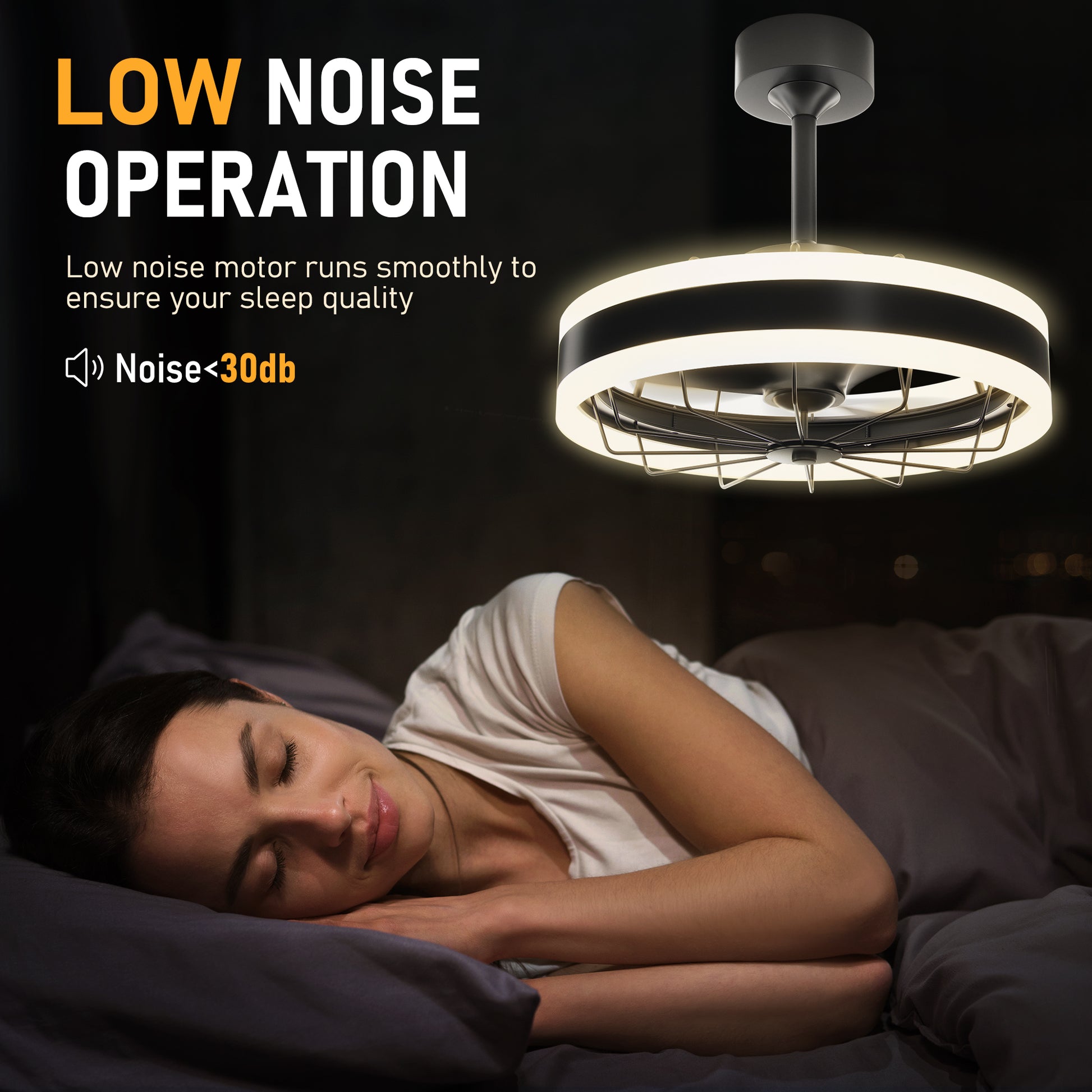 DECTOU 35W Dimmable Light Ceiling Fan - 25W Copper Motor for Quiet Operation (No Disturbance to Sleep/Daily Use)