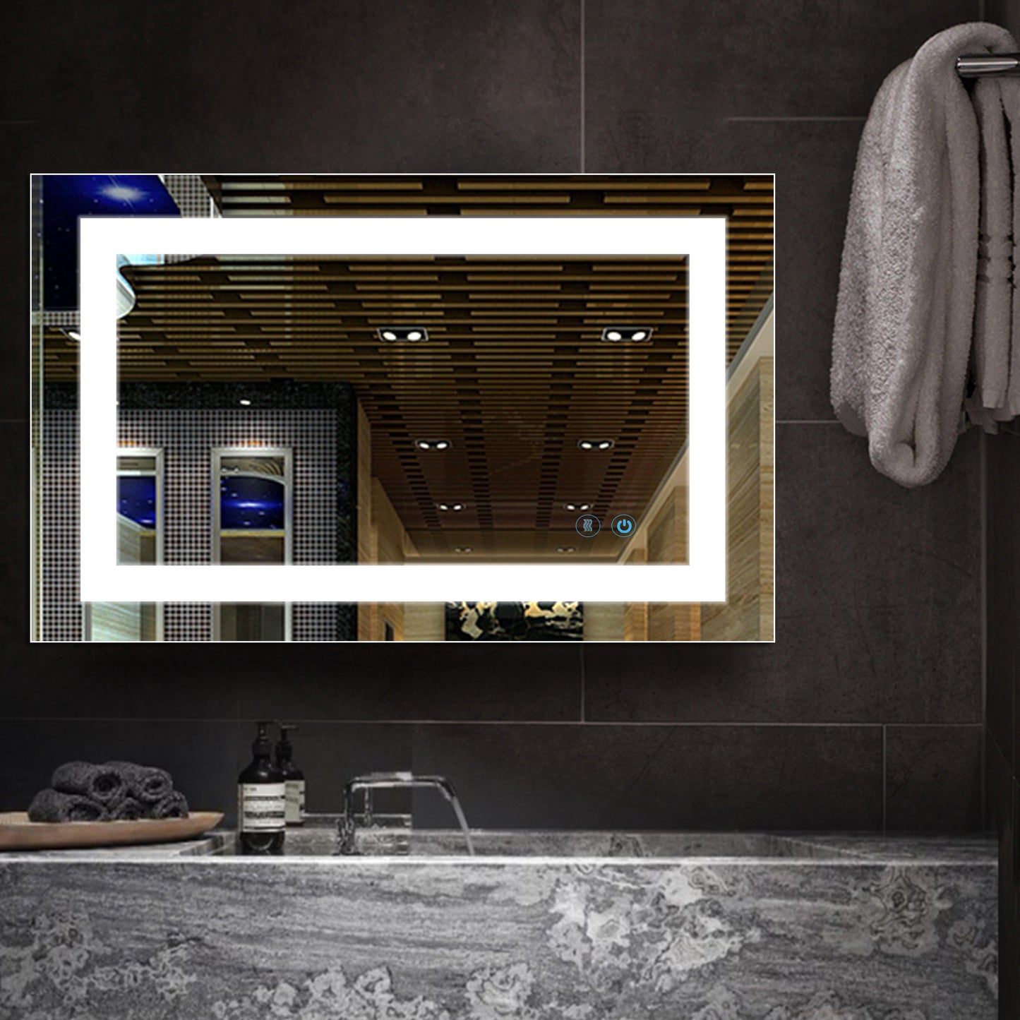 DECTOU Aluminum Frame LED Vanity Mirror with Scratch-Resistant Surface & Bright Illumination for Bathroom
