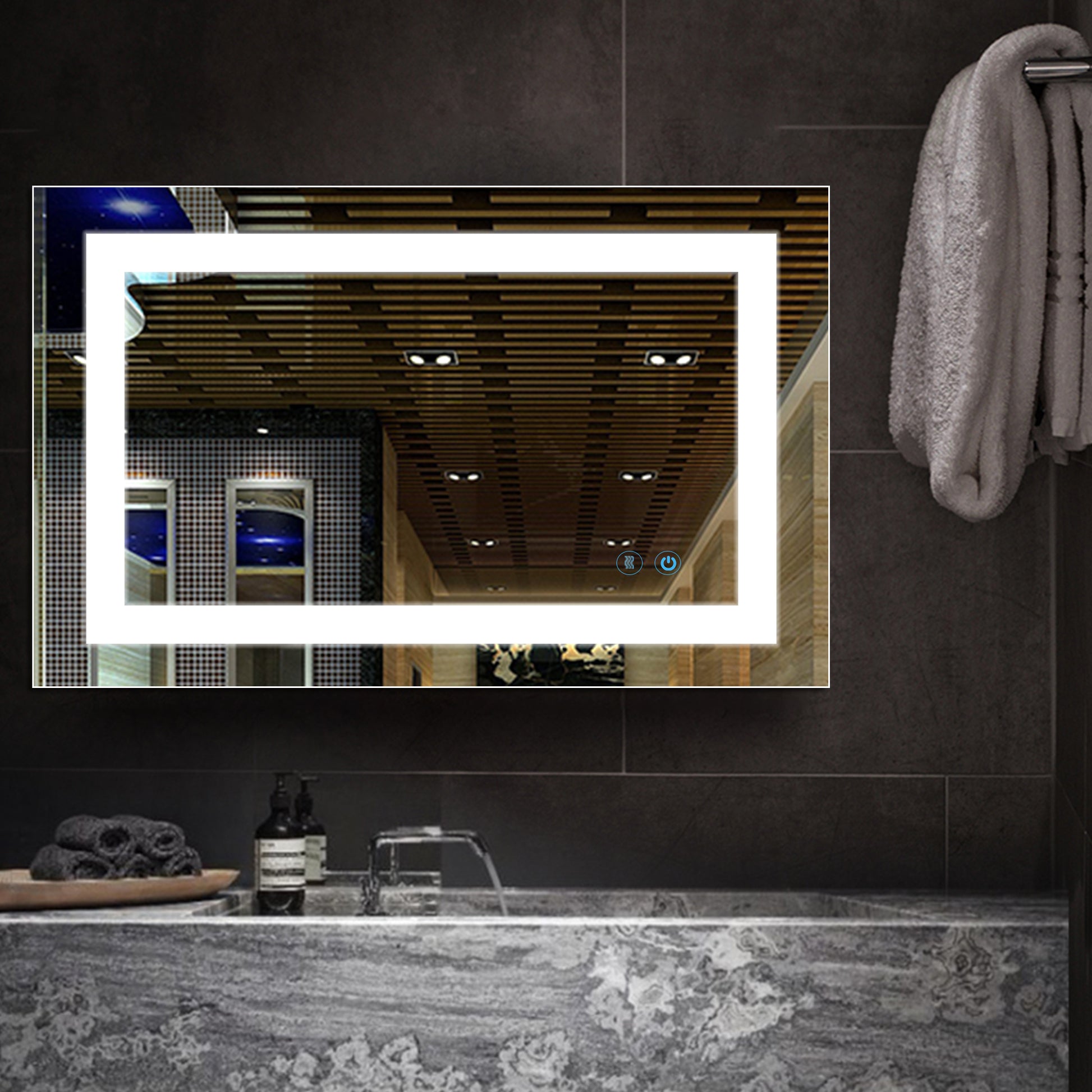 DECTOU Aluminum Frame LED Vanity Mirror with Scratch-Resistant Surface & Bright Illumination for Bathroom