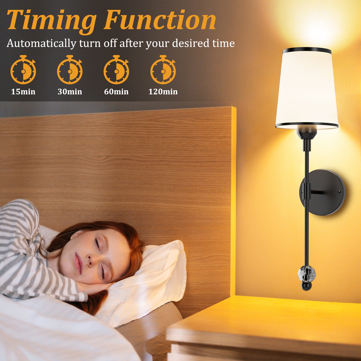 Timing_Function of DECTOU Black 60 Inch Round Wall Sconce Set - Ideal for Living Room & Bedroom