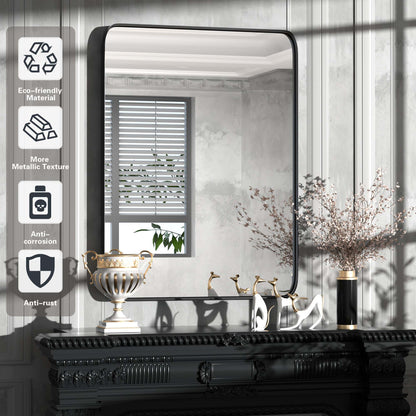 Core Features of DECTOU Black Rectangular Wall Mirror, Anti-Corrosion Iron Frame & Sturdy Build