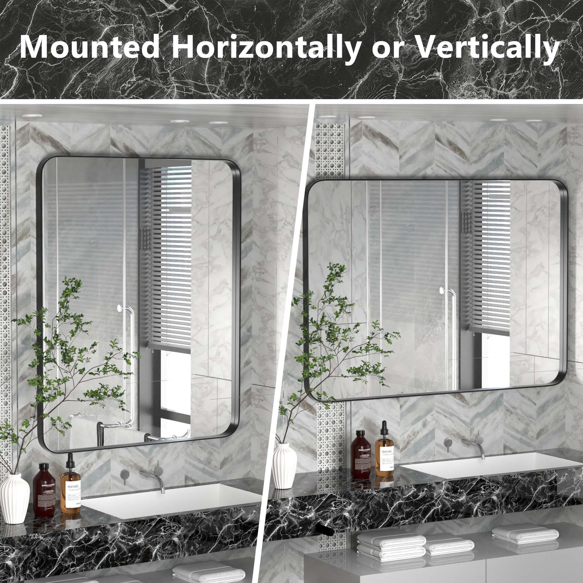 Installation Method of DECTOU Black Rectangular Wall Mirror, Anti-Corrosion Iron Frame & Sturdy Build