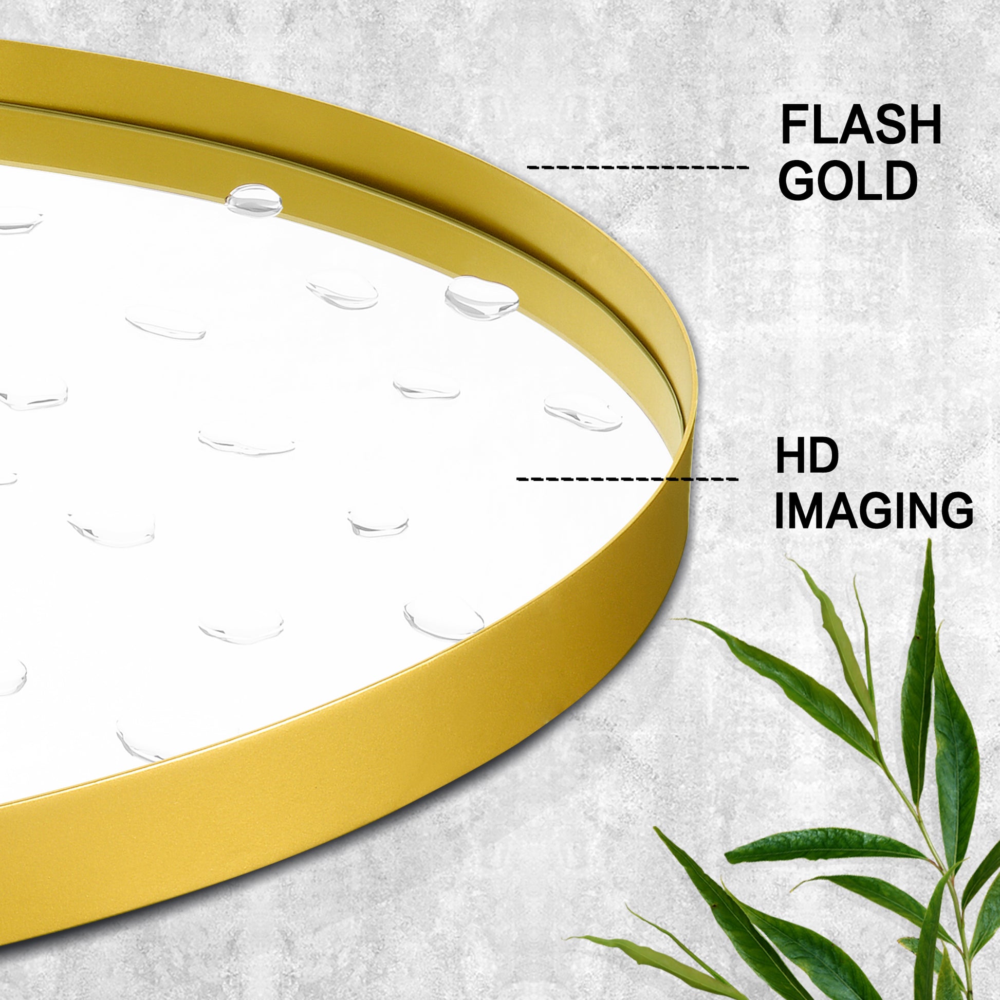 Closeup Detail of DECTOU Flash Gold Oval Wall Mirror’s Anti-Oxidation Metal Frame