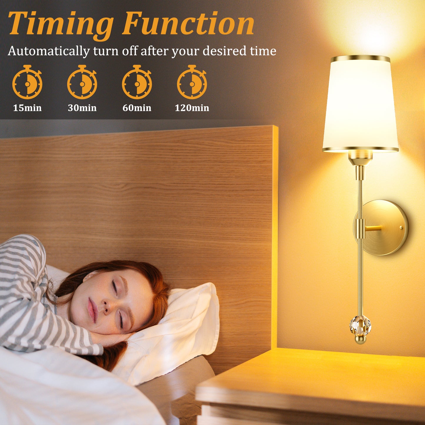 Timing_Function of DECTOU Gold 60 Inch Round Wall Sconce Set - Ideal for Living Room & Bedroom