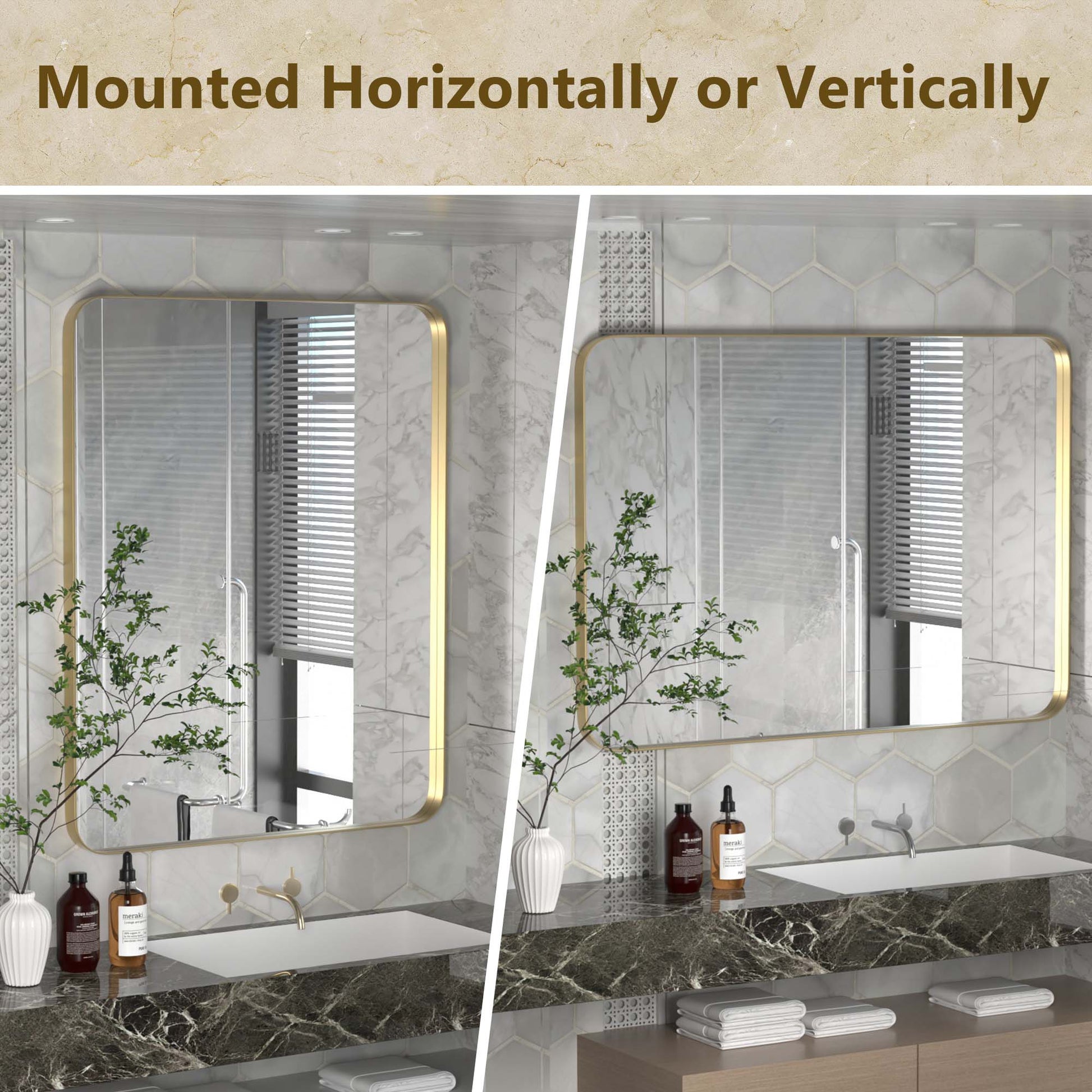Installation Method of DECTOU Gold Rectangular Wall Mirror, Anti-Corrosion Iron Frame & Sturdy Build