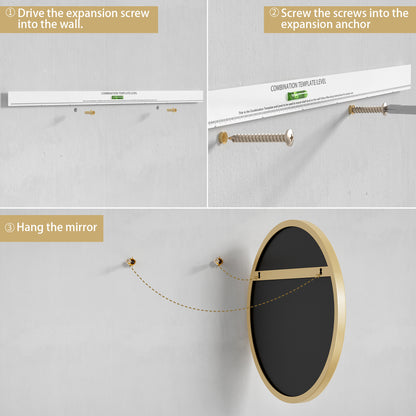 Installation Guide of DECTOU Gold Iron Frame Round Wall Mirror, Premium Material & Modern Elegant Decor