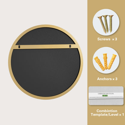 DECTOU Gold Iron Frame Round Wall Mirror, Iron Frame with Reinforced Backboard & Stability, Wall-Mounted for Diverse Indoor Spaces 