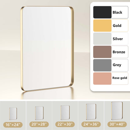 DECTOU Gold Rectangular Wall Mirror, Various Sizes Available for Custom Needs, Size Diagram
