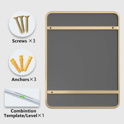 DECTOU Gold Iron Rectangular Wall Mirror, Iron Frame with Reinforced Backboard & Stability, Wall-Mounted for Bathroom Vanity