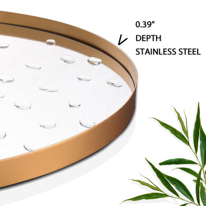 Closeup Detail of DECTOU Gold Oval Wall Mirror’s Anti-Oxidation Metal Frame