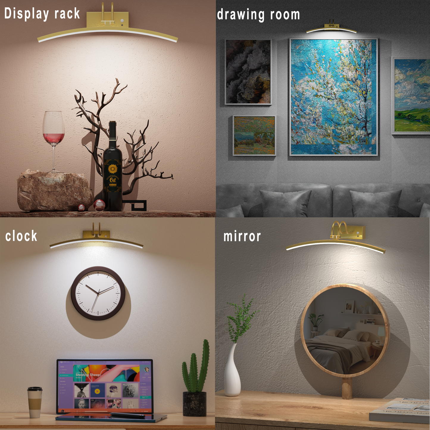 DECTOU Gold Adjustable Wall Sconces Installed in Home - Luxury Ambient Lighting for Decor & Reading​
