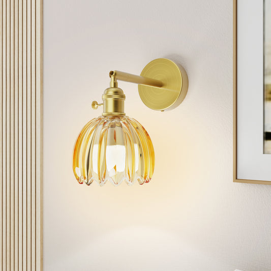 DECTOU Modern Gold Tulip Shade RGB Wall Sconce, RGB Color-Shifting & Heat-Resistant Socket, Wall-Mounted for Home Decor