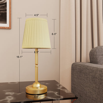 DECTOU Pleat Fabric Round Table Lamp - Dimension Chart with Height/Width Details, Easy to Check Size Fit