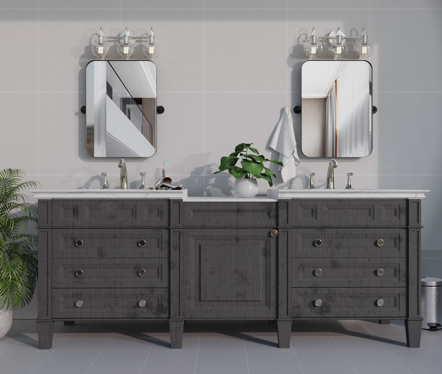 DECTOU Rotatable Wall Mirror in Bathroom (Above Sink), Anti-Rust Frame & 10° Tilt for Shaving/Makeup, Fitting Tiled Walls