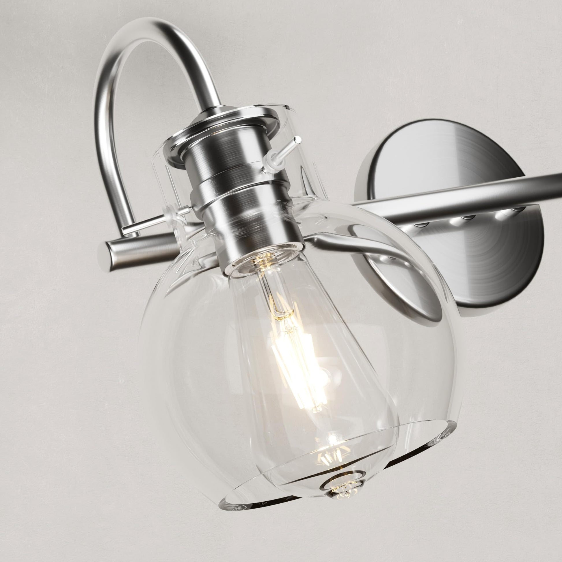 Closeup Detail of DECTOU Silver Gourd Vanity Light Glass Shade
