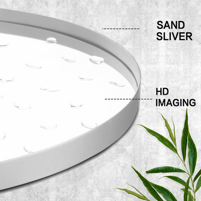 Closeup Detail of DECTOU Silver Oval Wall Mirror’s Anti-Oxidation Metal Frame