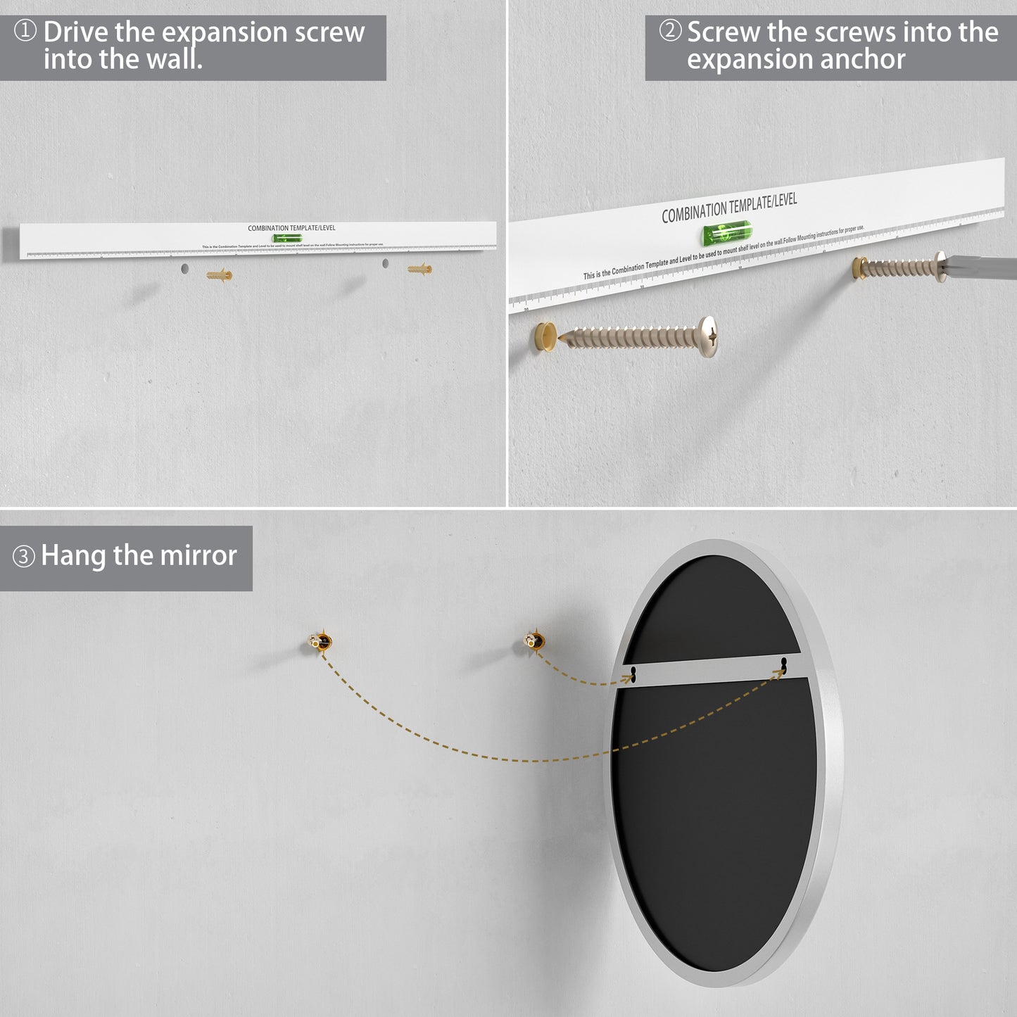 Installation Guide of DECTOU Silver Iron Frame Round Wall Mirror, Premium Material & Modern Elegant Decor