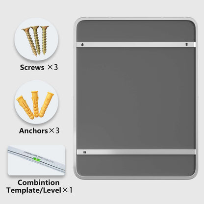 DECTOU Silver Iron Rectangular Wall Mirror, Iron Frame with Reinforced Backboard & Stability, Wall-Mounted for Bathroom Vanity